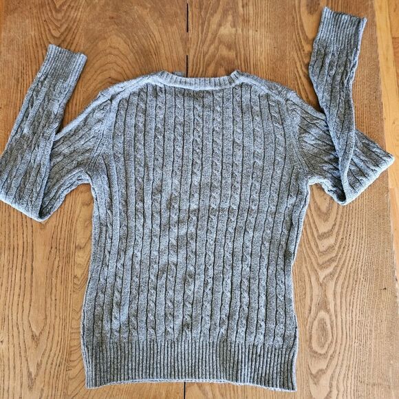 Hillard & Hanson Cable Knit 4% Cashmere Medium Gray Sweater Crlableknit Pullover - Picture 2 of 6